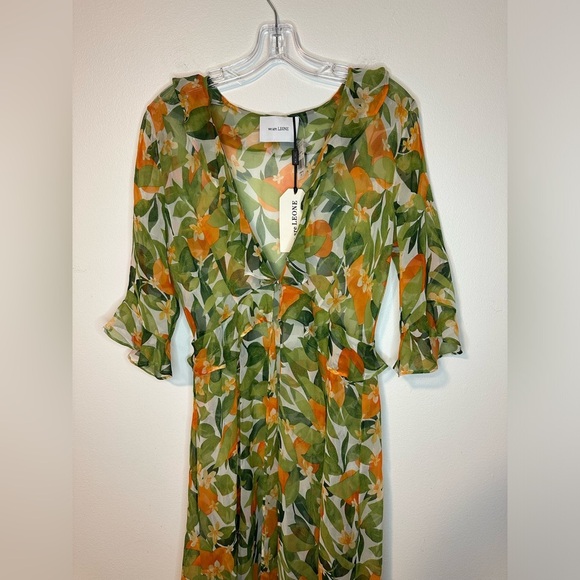 We Are Leone Ruby Ruffle Floral 100% Silk Maxi Cardigan Coverup Duster NWT - Picture 9 of 11